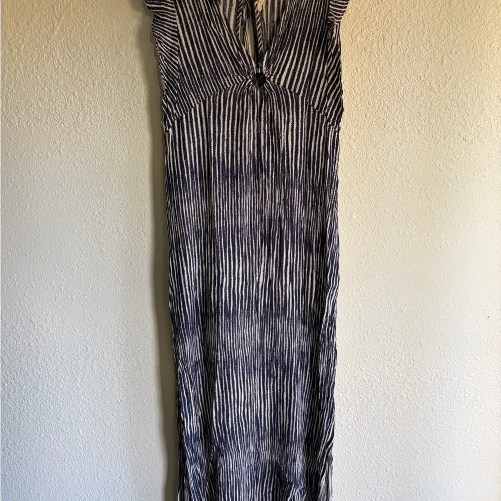 Hem & Thread Navy and White Striped Maxi Dress